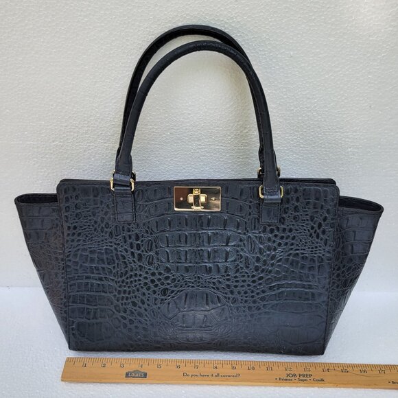 Kate Spade New York Orchard Valley Croc Kelsey Black Leather Tote Bag With Gold - Picture 5 of 16